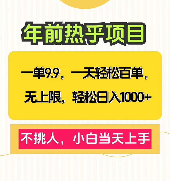 一单9.9，一天百单无上限，不挑人，小白当天上手，轻松日入1000+-百货大全