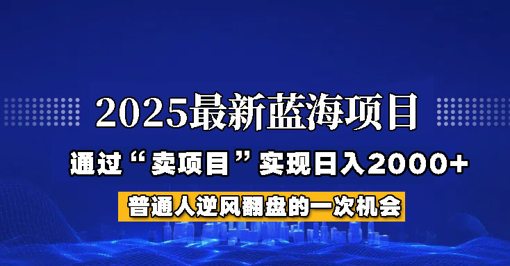 2025年蓝海项目，如何通过“网创项目”日入2000+-百货大全