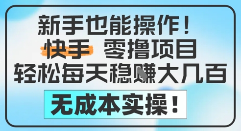 新手也能操作，快手零撸挣米，轻松每天挣2-5张，完全无成本-百货大全