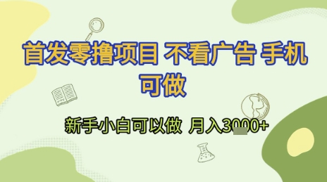 首发零撸项目 不看广告 手机可做 新手小白可以做  月入3k+【揭秘】-百货大全