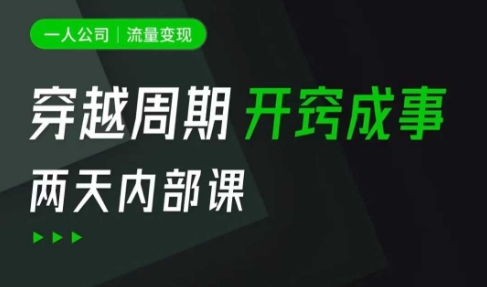 一人公司：流量变现课，一人公司的方法模型拆解， 拆解富人思维，流量思维，小老板思维等-百货大全