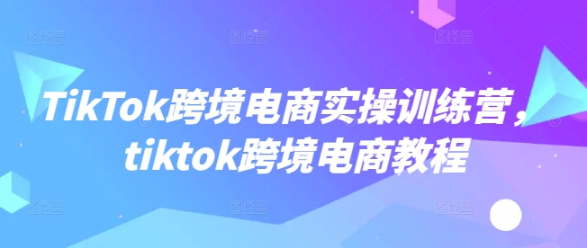 TikTok跨境电商实操训练营，tiktok跨境电商教程-百货大全