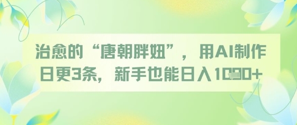 治愈的“唐朝胖妞”，用AI制作日更3条，新手也能日入多张-百货大全