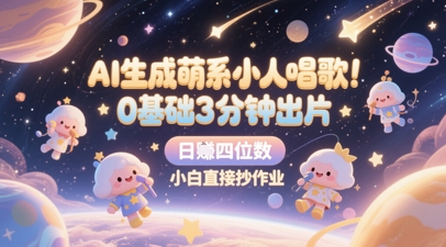 AI生成萌系小人唱歌，0基础3分钟出片，28个作品涨粉8.9W，单条最高19W赞，日入四位数，小白直接抄作业-百货大全
