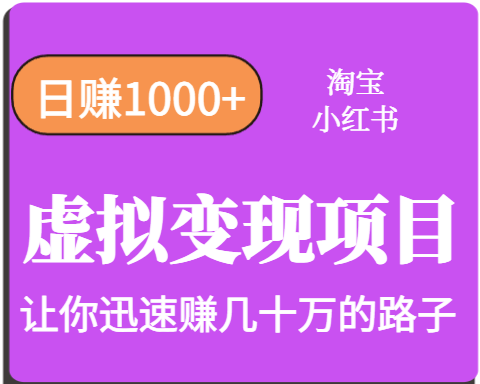 淘宝OR小红书虚拟变现，日赚1000+，多账号操作年收入几十W不等-百货大全