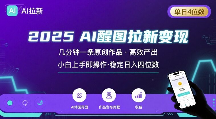 2025最强AI醒图拉新，几分钟一条原创作品，单日收入4位数，小白也能上手操作-百货大全