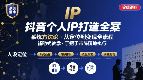 抖音个人IP系统落地实操大课，实操课程，辅助落地-百货大全