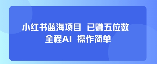 小红书蓝海项目，全程AI，操作简单，已挣五位数-百货大全