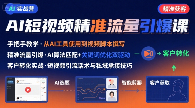AI+短视频引爆精准客户实战营，手把手教你引爆Ai短视频精准流量-百货大全