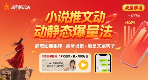 8月小说推文全新玩法，动静态图片+搭配小说文案爆量玩法-百货大全