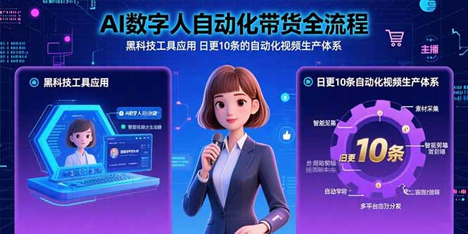 AI数字人自动化带货全流程：黑科技工具应用 日更10条的自动化视频生产体系-百货大全