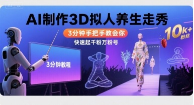 Ai制作3D拟人养生走秀，3分钟手把手教会你，快速起千粉万粉号-百货大全