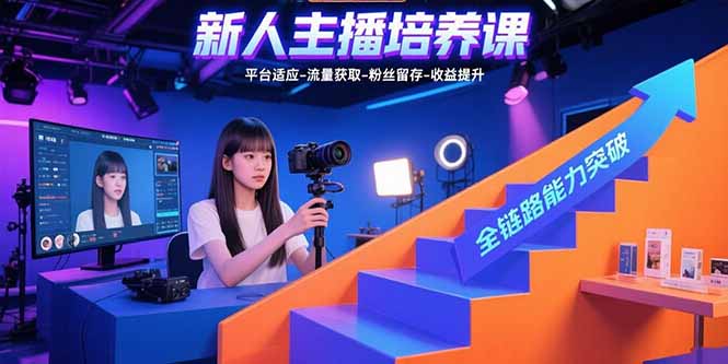 新人主播培养课：平台适应-流量获取-粉丝留存-收益提升 全链路能力突破-百货大全