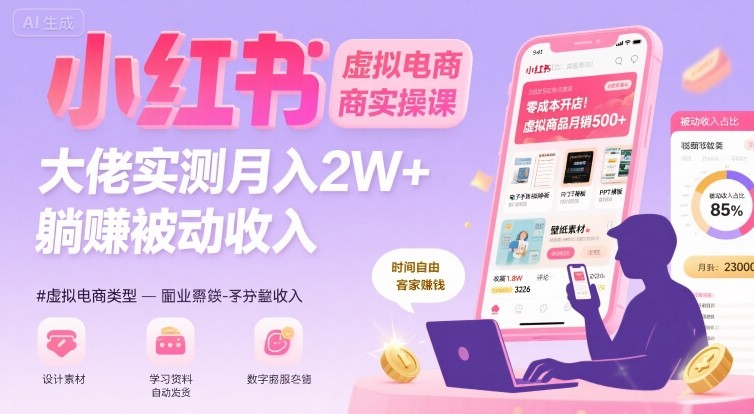 小红书虚拟电商，大佬实测月入2W+，实现被动收入-百货大全