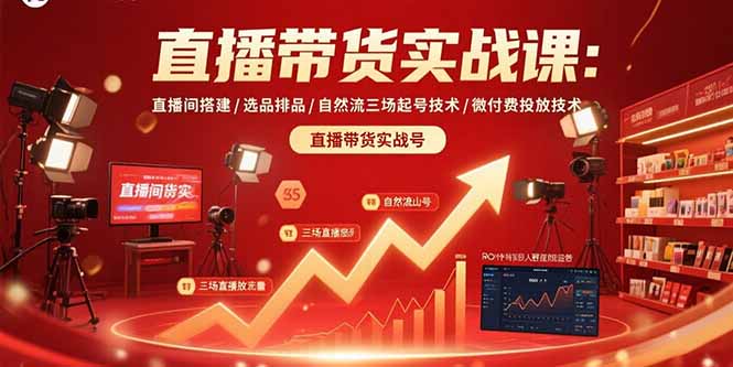 直播带货实战课：直播间搭建/选品排品/自然流三场起号技术/微付费投放技术-百货大全