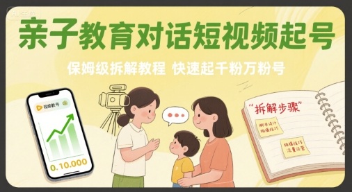 亲子教育对话短视频起号，保姆级拆解教程，快速起千粉万粉号-百货大全