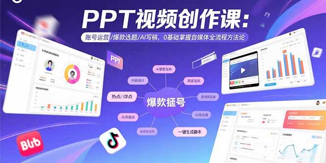 PPT视频创作课：账号运营/爆款选题/AI写稿，0基础掌握自媒体全流程方法论-百货大全