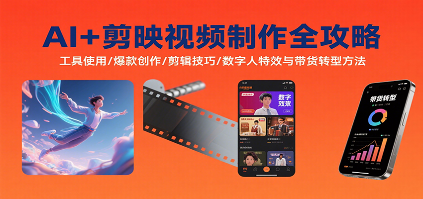 AI+剪映视频制作全攻略：工具使用/爆款创作/剪辑技巧/数字人特效与带货转型方法-百货大全