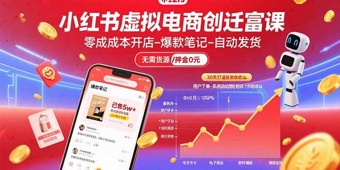 小红书虚拟电商创富课：零成本开店/爆款笔记/自动发货,30天打造被动收入-百货大全