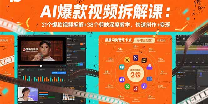 AI爆款视频拆解课：21个爆款视频拆解+38个剪映深度教学，快速创作+变现-百货大全
