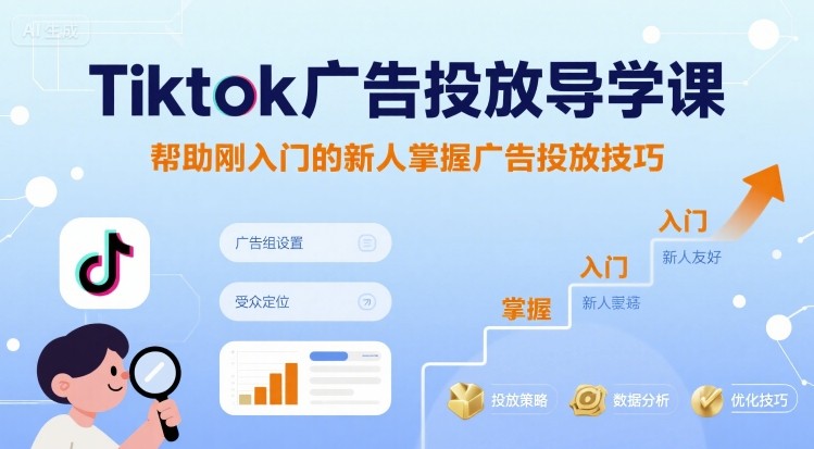 Tiktok广告投放导学课，帮助刚入门的新人掌握广告投放技巧-百货大全