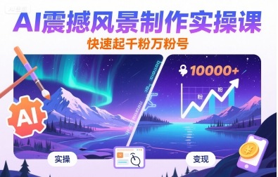 AI震撼风景制作实操课，快速起千粉万粉号-百货大全