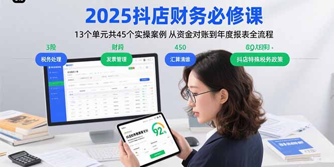 2025抖店财务必修课：13个单元共45个实操案例 从资金对账到年度报表全流程-百货大全