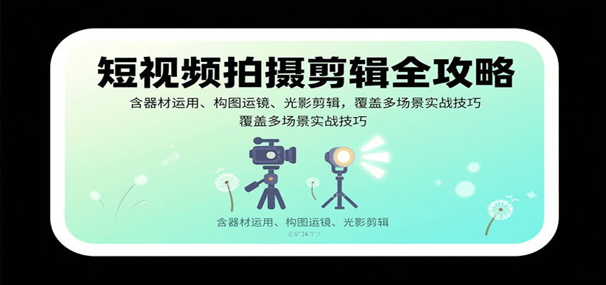 短视频拍摄剪辑全攻略：含器材运用、构图运镜、光影剪辑，覆盖多场景实战技巧-百货大全