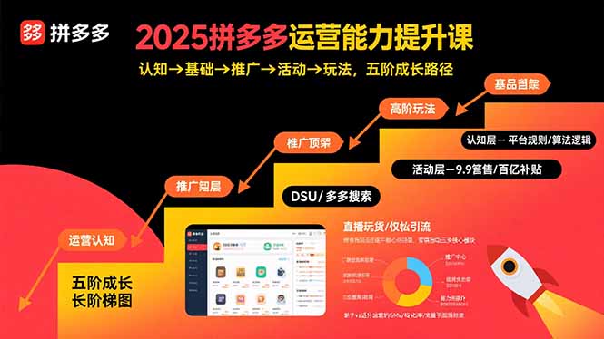 2025拼多多运营能力提升课：认知→基础→推广→活动→玩法，五阶成长路径-百货大全
