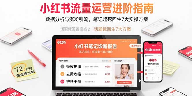 小红书流量运营进阶指南，数据分析与涨粉引流，笔记起死回生7大实操方案-百货大全