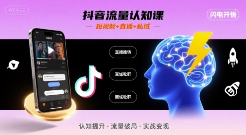 抖音流量认知课，短视频+直播+私域，认知提升，闪电开悟-百货大全