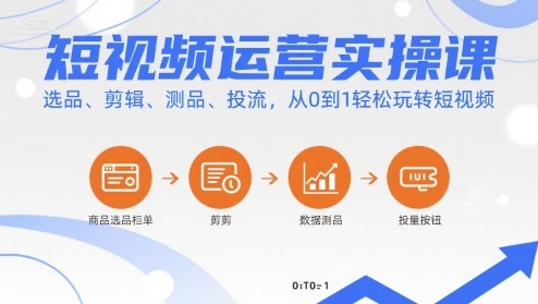 短视频运营实操课，选品、剪辑、测品、投流，从0到1轻松玩转短视频-百货大全