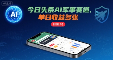 今日头条AI军事赛道，单日收益多张 ，手机可做【附指令】-百货大全