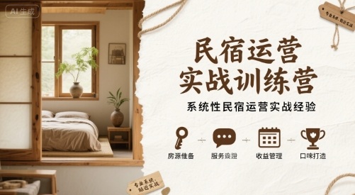民宿运营实战训练营，系统性民宿运营实战经验-百货大全