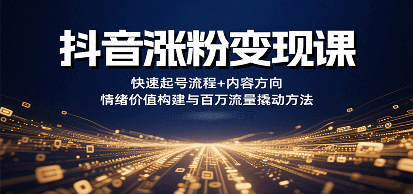 抖音涨粉变现课，快速起号流程+内容方向+情绪价值构建与百万流量撬动方法-百货大全