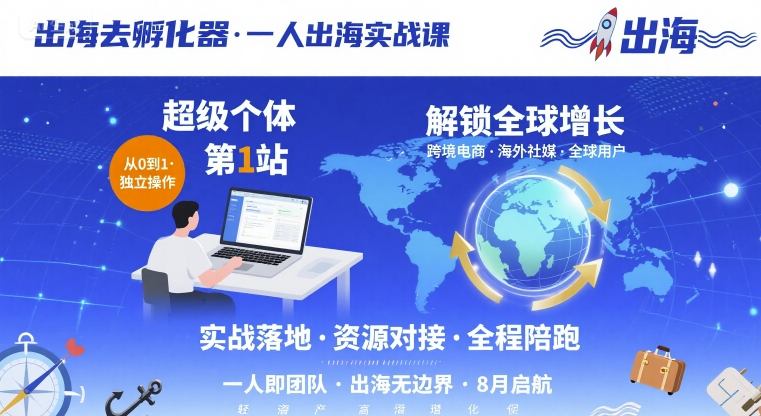 出海去孵化器，一人出海实战课，​超级个体第1站，解锁全球增长-百货大全