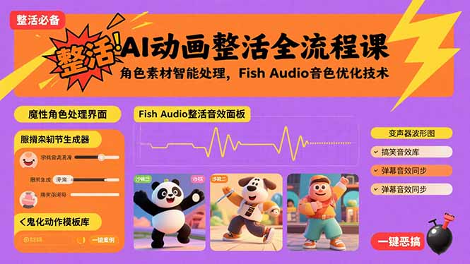 AI动画整活全流程课，角色素材智能处理，Fish Audio音色优化技术-百货大全