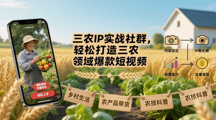 三农IP实战社群，轻松打造三农领域爆款短视频-百货大全