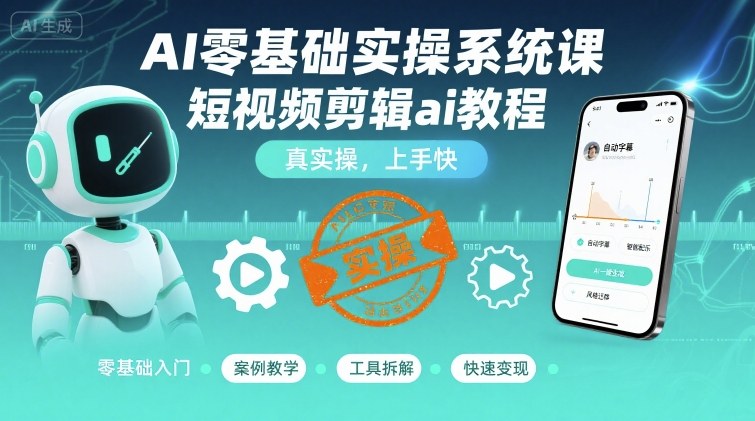 AI零基础实操系统课，短视频剪辑ai教程，真实操，上手快-百货大全