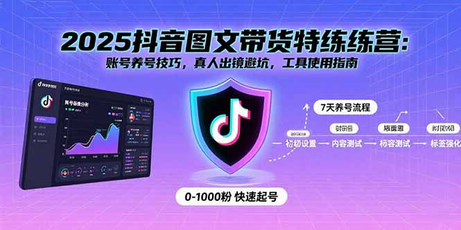 2025抖音图文带货特练营：账号养号技巧，真人出镜避坑，工具使用指南-百货大全