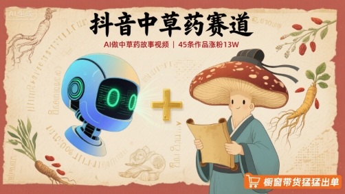 抖音中草药赛道，用AI做中草药故事视频，45条作品涨粉13W，橱窗带货猛猛出单-百货大全