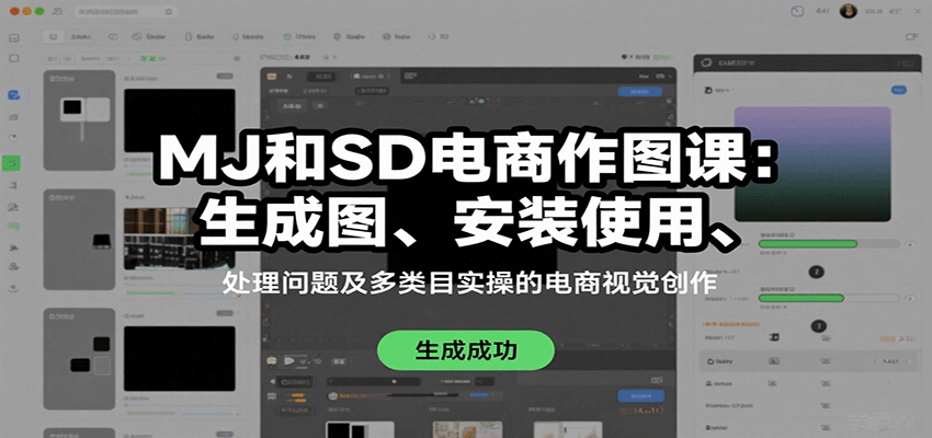 MJ和SD电商作图课：生成图、安装使用、处理问题及多类目实操的电商视觉创作-百货大全