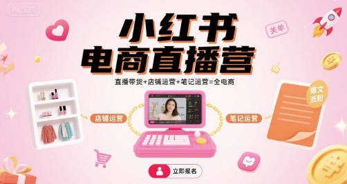 小红书电商直播营，直播带货+店铺运营+笔记运营=全电商-百货大全
