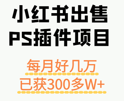 小红书出售PS插件项目，每月都收入好几万，长期操作已获利300多W+-百货大全