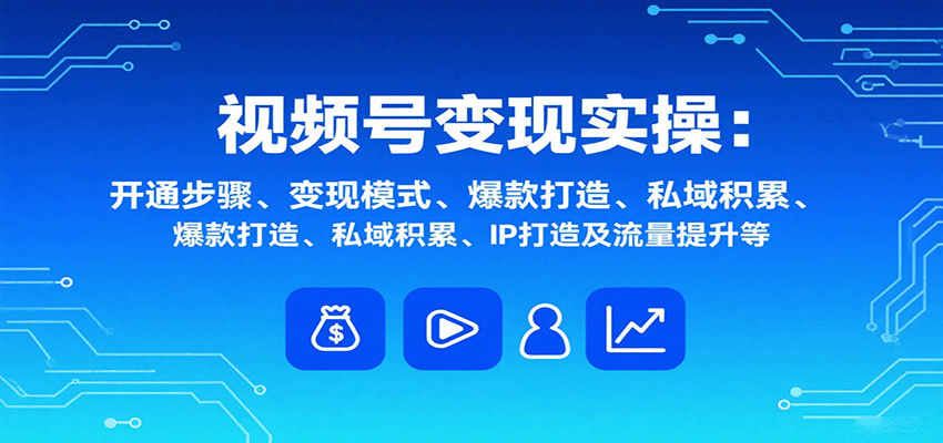 视频号变现实操，含开通步骤、变现模式、爆款打造、私域积累、IP打造及流量提升等-百货大全
