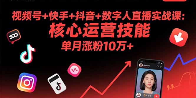视频号+快手+抖音+数字人直播实战课(9月-百货大全