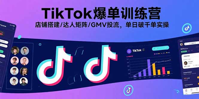 TikTok爆单训练营，店铺搭建/达人矩阵/GMV投流，单日破千单实操-百货大全