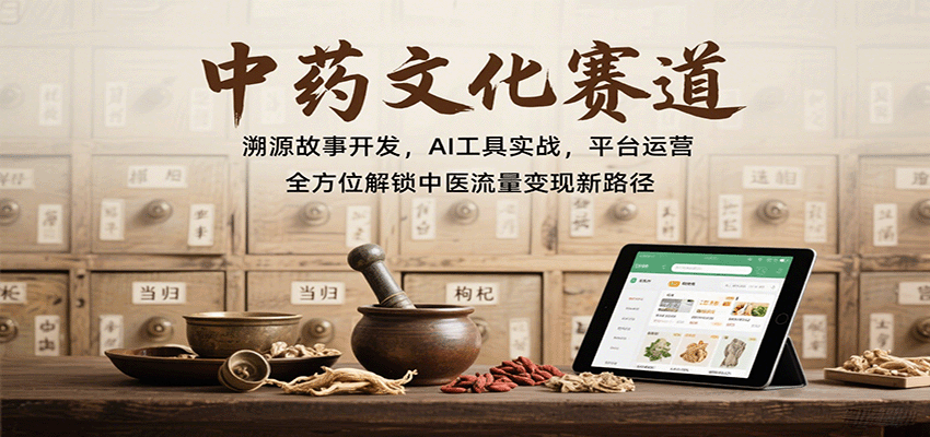 中药文化赛道：溯源故事开发，AI工具实战，平台运营，全方位解锁中医流量变现新路径-百货大全