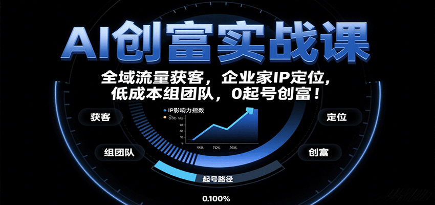 AI创富实战课：企业家IP定位，全域流量获客，低成本组团队，0起号创富！-百货大全