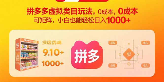 拼多多虚拟类目玩法，0成本，可矩阵，小白也能轻松日入1000+-百货大全